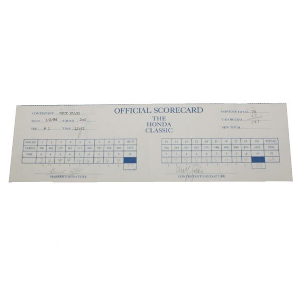 Nick Faldo Signed Official Scorecard - 1984 The Honda Classic JSA COA