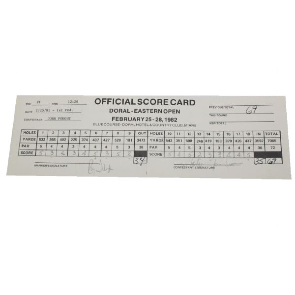 Ray Floyd Signed Official Scorecard - 1982 Doral Eastern Open JSA COA