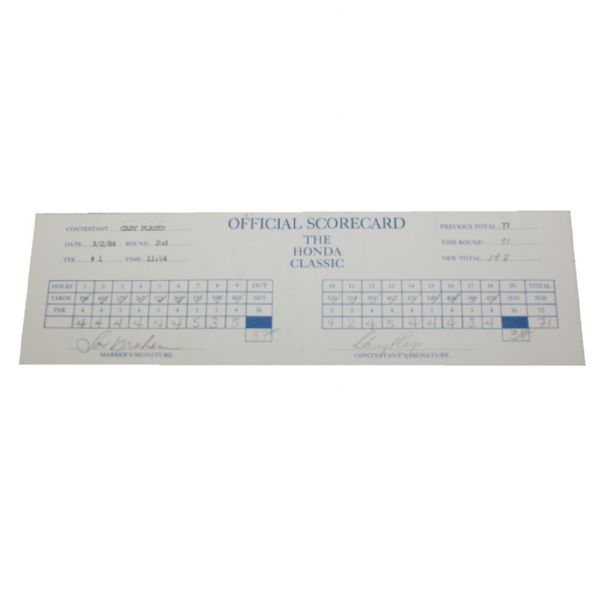 Gary Player Signed Official Scorecard - 1984 The Honda Classic JSA COA