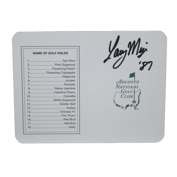 Larry Mize Signed Masters Scorecard JSA COA