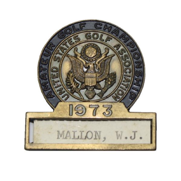 1973 US Amateur Contestant Badge - Mallon, W.J.- Inverness Country Club