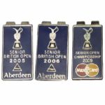 2005 and 2006 Senior British Open Money Clip Plus 2009 Senior Open Championship Money Clip