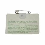 Gary Player Signed 1978 Masters Badge JSA COA