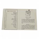 1952 Original Augusta National Scorecard - Slightly Trimmed