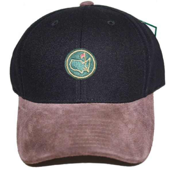Augusta National Members Black Circle Patch Hat with Brown Bill