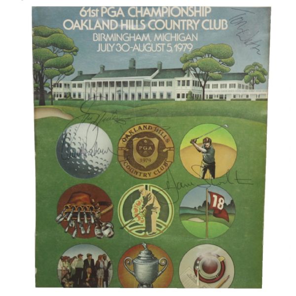 Nicklaus, Palmer, Watson, & Others Signed 1979 PGA Cover 8x10 Page JSA COA