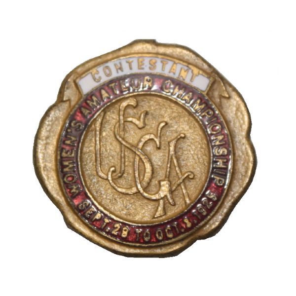 1925 USGA Womens Amateur Contestant Badge GLENNA COLLETT Wins