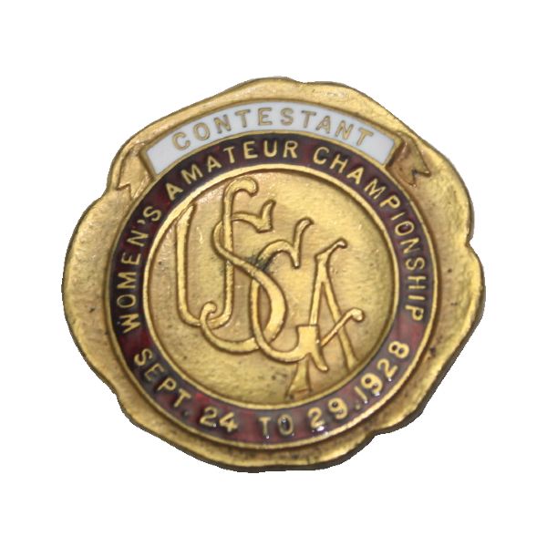1928 USGA Womens Amateur Contestant Badge GLENNA COLLETT Wins!