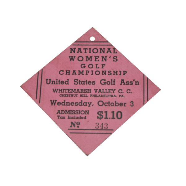 Near Mint USGA 1934 National Womens Championship Ticket - First Lady of Golf