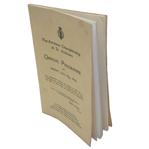 Rare 1936 British Amateur Official Programme at St. Andrews