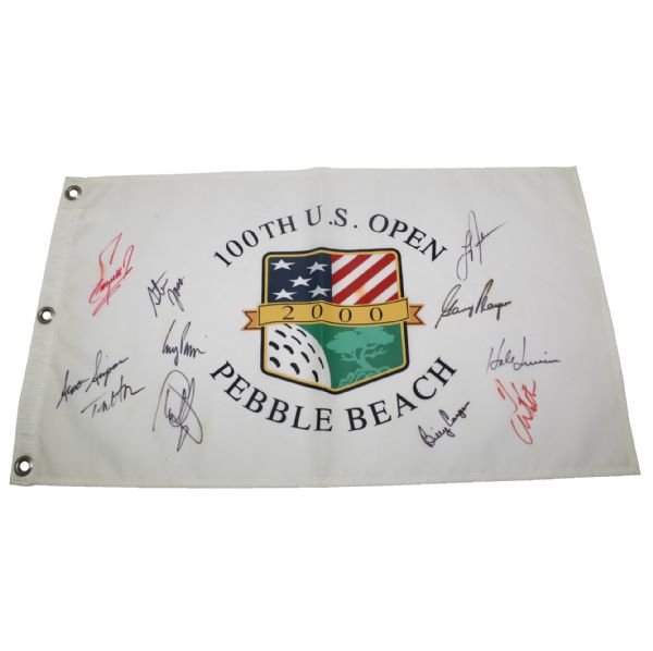 Multi-Signed 2000 U.S. Open Pebble Beach Flag - 100th JSA COA