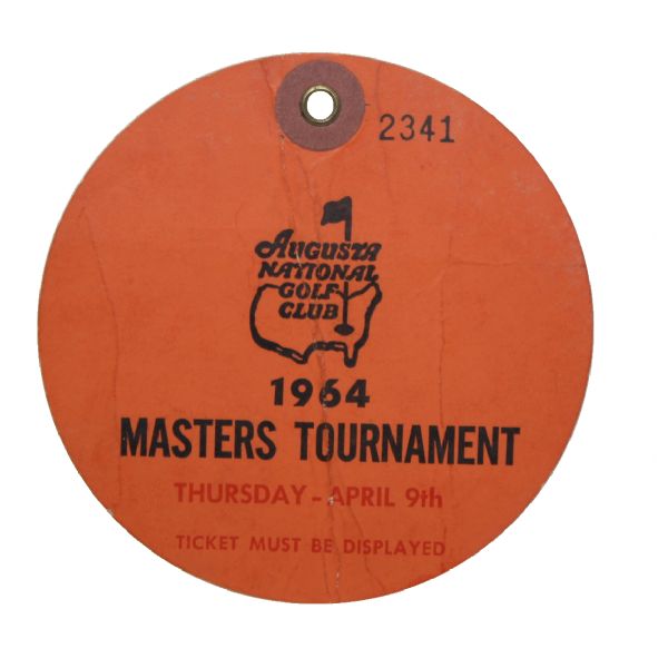 1964 Masters Ticket - Thursday April 9th - Arnold Palmers 4th Masters Win 