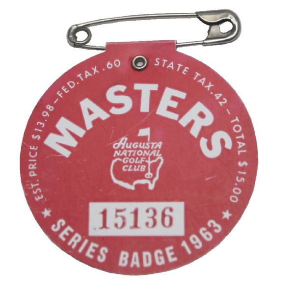 1963 Masters Badge - Jack Nicklaus First Masters Win!
