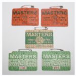 Lot of Five Masters Series Badges - 1971(x2), 1974, and 1978(x2)