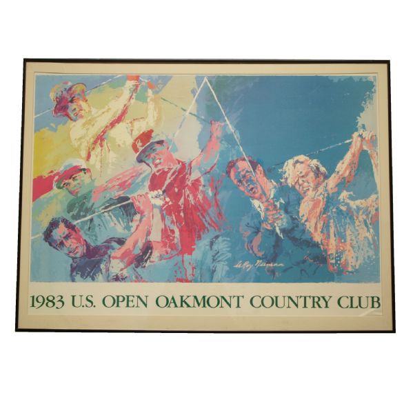 1983 LeRoy Neiman US Open Oakmont Signed Framed Original Poster - JSA COA