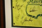 Masters Champs Flag W/Seve, Arnie, Jack & Gary (19 signatures) - James Spence Cert# X05997