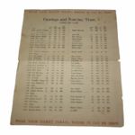 1948 Masters Sunday Pairing Sheet-Bobby Jones Last Round In The Masters