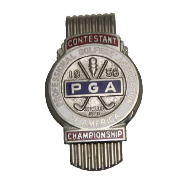 Jack Flecks 1956 PGA Championship Contestant Money Clip, Badge