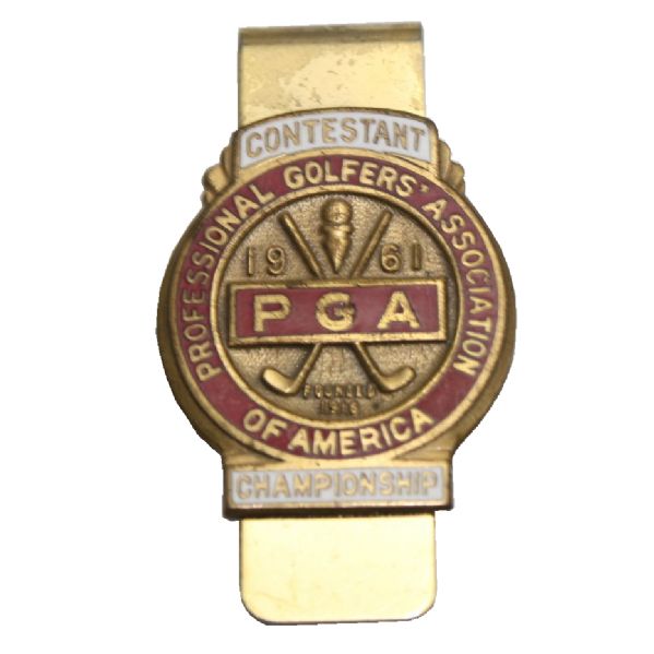 Jack Flecks 1961 PGA Championship Contestant Money Clip - Olympia Fields, Illinois