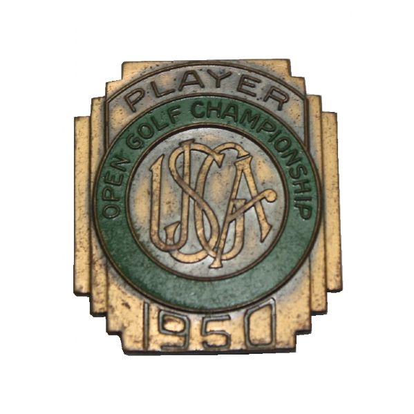Jack Flecks 1950 US Open Contestant Pin - Hogans First Post Accident Win @ Merion