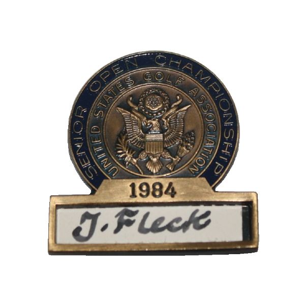 Jack Flecks 1984 US Senior Open Contestant Pin-Oak Hill Miller Barber defeats Palmer