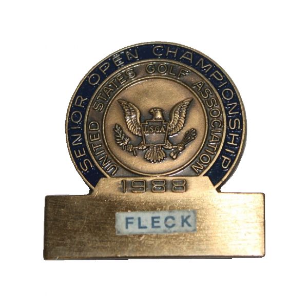 Jack Fleck 1988 US Senior Open Contestant Pin - Medinah Country Club-Player Repeats