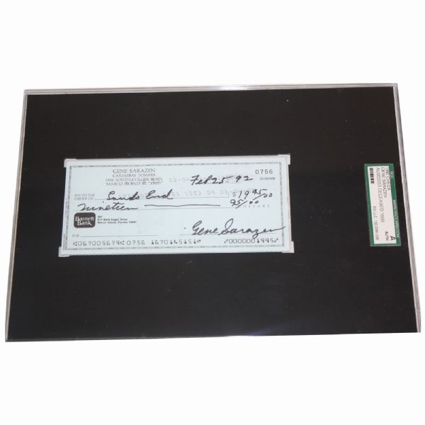 Gene Sarazen SGC Slabbed Signed Check