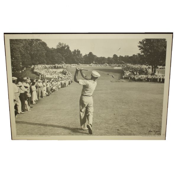 1950 Mounted Photo Ben Hogan One Iron Shot by Peskin from Life Magazine