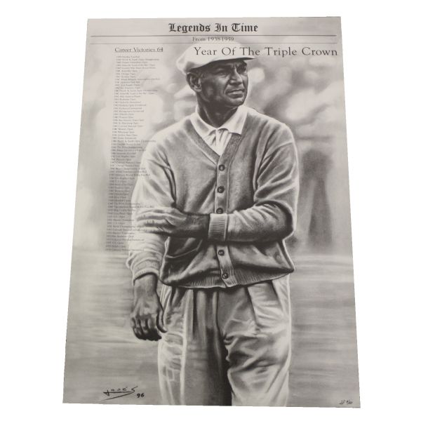 Legends in Time AP 9/50 Ben Hogan  Triple Crown Print - Lists 64 Career Win