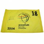 Tiger Woods 2004 Accenture Match Play Champion Single Signed Flag-40th Career Win
