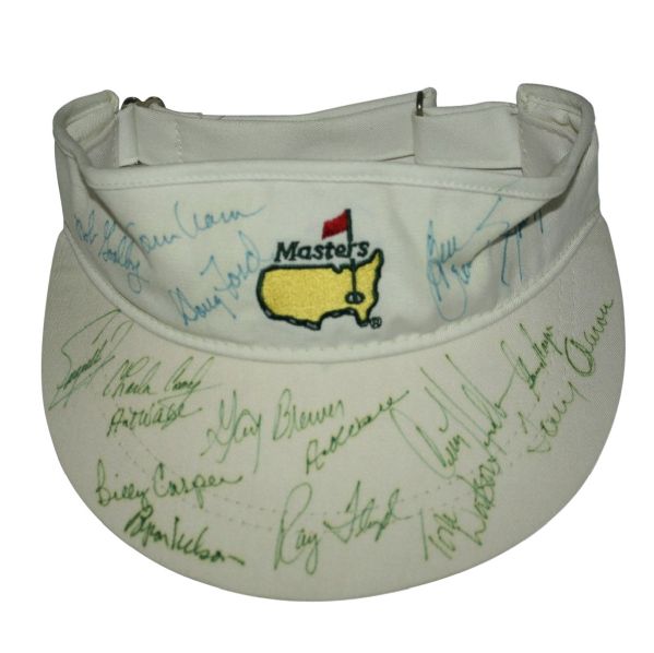 Multi-Signed Masters Champs Visor - 17 Sigs: Player, Nicklaus, Watson, Nelson, JSA COA