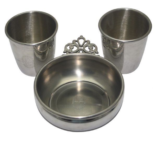 Jack Flecks Lot of 3 Pewter Gifts From Virginia Bank Sr. PGA: Two Cups and One Bowl