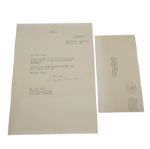  Signed Letter/Envelope to Jack Fleck from Dwight D. Eisenhower - Strong Golf Content