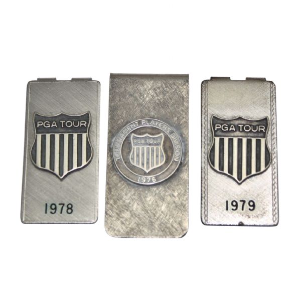  Jack Flecks 1976 (Sterling Silver), 1978, and 1979 PGA Tour Money Clips