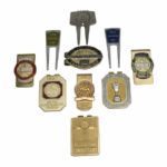 Jack Flecks 3 PGA Divot Tools and  7 Senior PGA Champ. Money Clips-Bourne Trophy