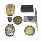 Lot of 7 Jack Fleck Senior PGA Items - Money Clips, Medalion, and Pin