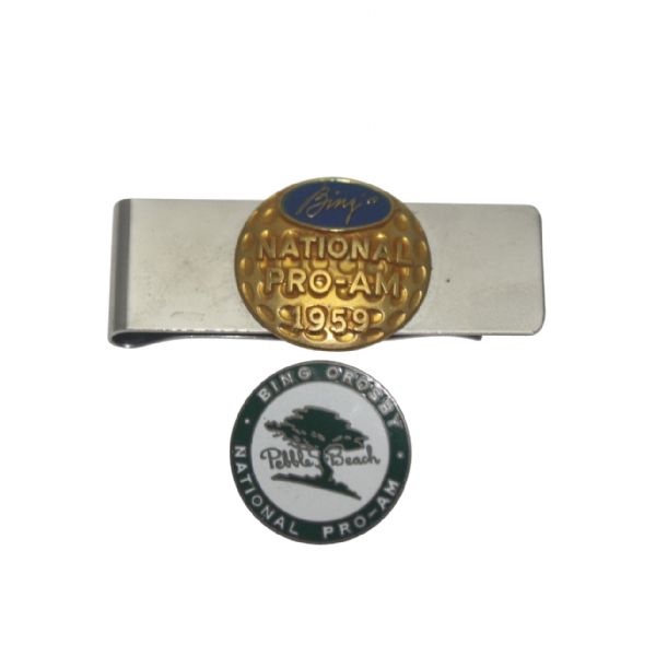 Flecks 59 Bing Crosby National Pro-Am Players Money Clip & Crosby Pebble Beach Pin