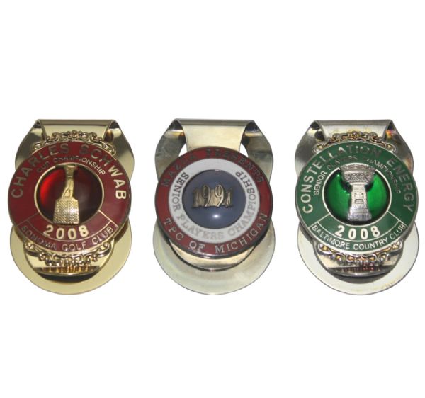Jack Fleck Lot of Three Money Clips - Different Senior Tour Venues and Tournament