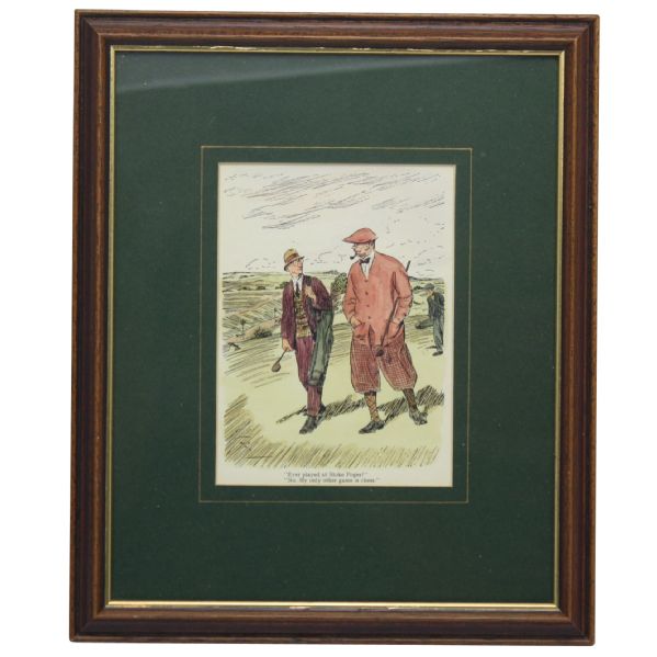 Antique Golf Color Lithograph from British 1930s Periodical Punch