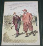 Antique Golf Color Lithograph from British 1930's Periodical Punch