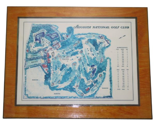 Vintage Augusta National Course Map Mounted on Wood