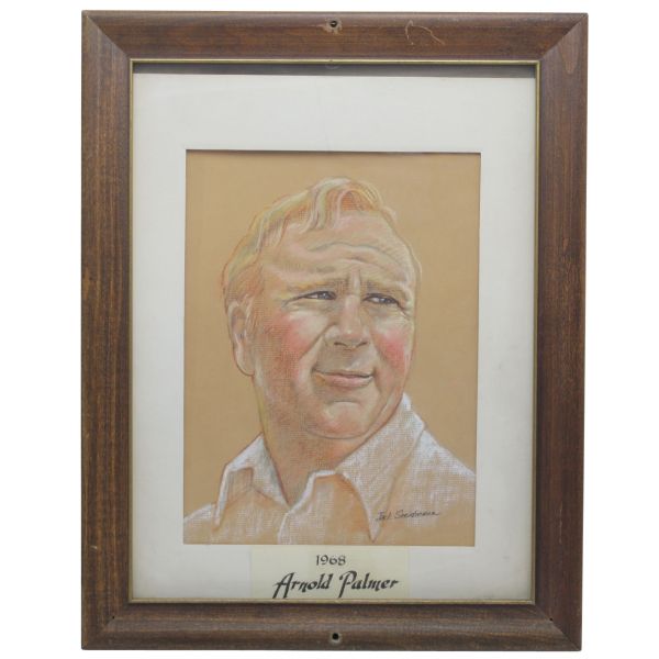 Arnold Palmer Original Singed Pencil/Chalk PGA Tour Portrait by Jack Sneiderman - Drawn in 1968