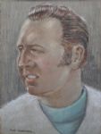 Billy Casper Original Signed Pencil/Chalk PGA Tour Portrait by Jack Sneiderman - Drawn in 1970