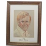Bruce Devlin Original Signed Pencil/Chalk PGA Tour Portrait by Jack Sneiderman - Drawn in 1972
