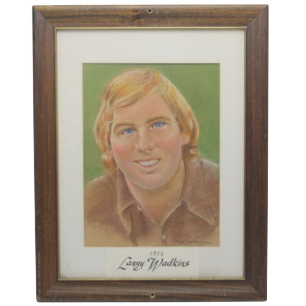 Lanny Wadkins Original Signed Pencil/Chalk PGA Tour Portrait by Jack Sneiderman - Drawn in 1973