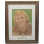Lanny Wadkins Original Signed Pencil/Chalk PGA Tour Portrait by Jack Sneiderman - Drawn in 1973