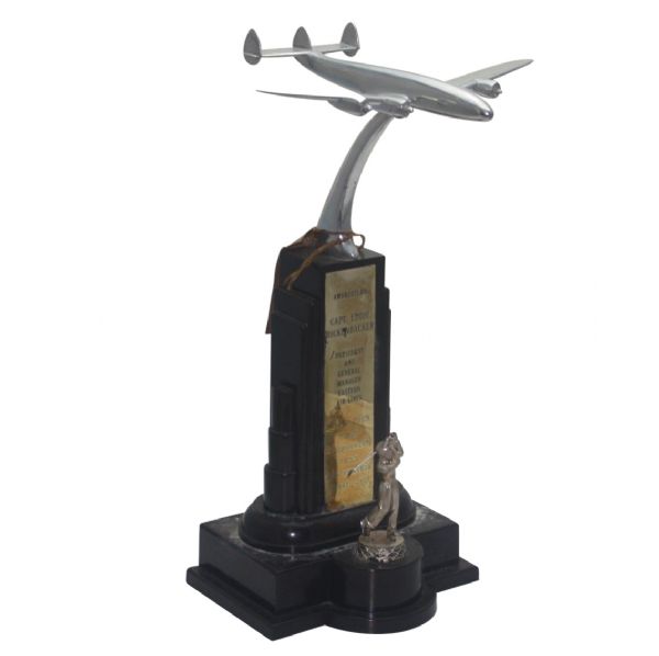 Frank Stranahans 1953 Miami Open Low Amateur Airplane Trophy