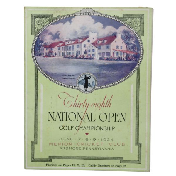 1934 US Open Program  With Top Condition Front Cover - Pages Missing - Merion
