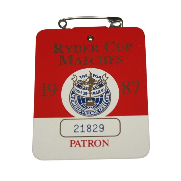 1987 Ryder Cup Patron Badge #21829-Muirfield Village-Captains Jacklin vs Nicklaus