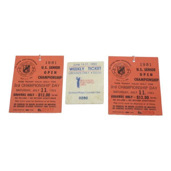 Lot of Three Tickets: 1981 US Senior Open (2x) and 1990 Ben Hogan Fort Wayne